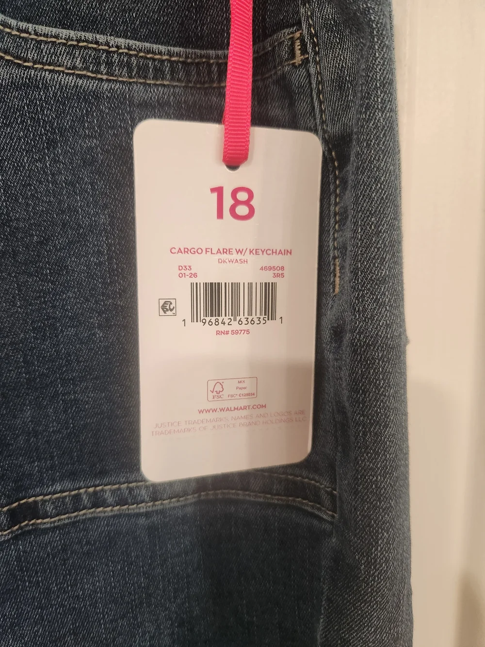 Justice Girls' Dark Blue Flare Cargo Jeans